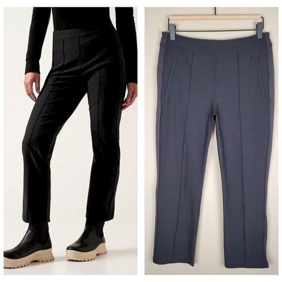 Athleta Size 10 Headlands Hybrid Pant Cropped Stretch Hiking Travel Black Brown - Picture 1 of 10